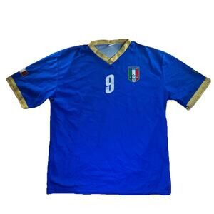 Italy Soccer Jersey XL Blue Futbol Italia Team Luca Toni #9 Made In Italy